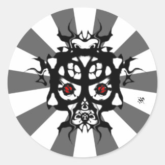 Angry tribal warrior mask v1 classic round sticker