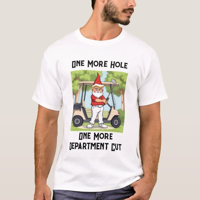 Angry Trump Playing Golf While Cutting Government T-Shirt (Front)