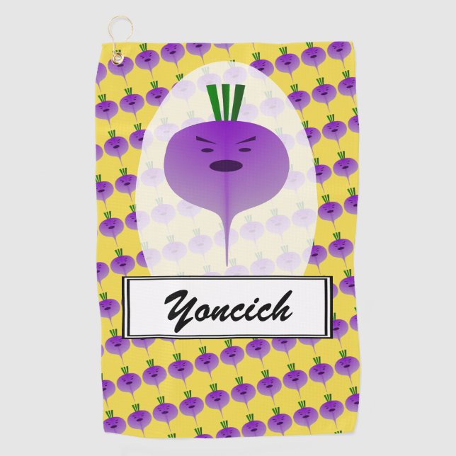 Angry Turnip by Kenneth Yoncich Golf Towel (Front)