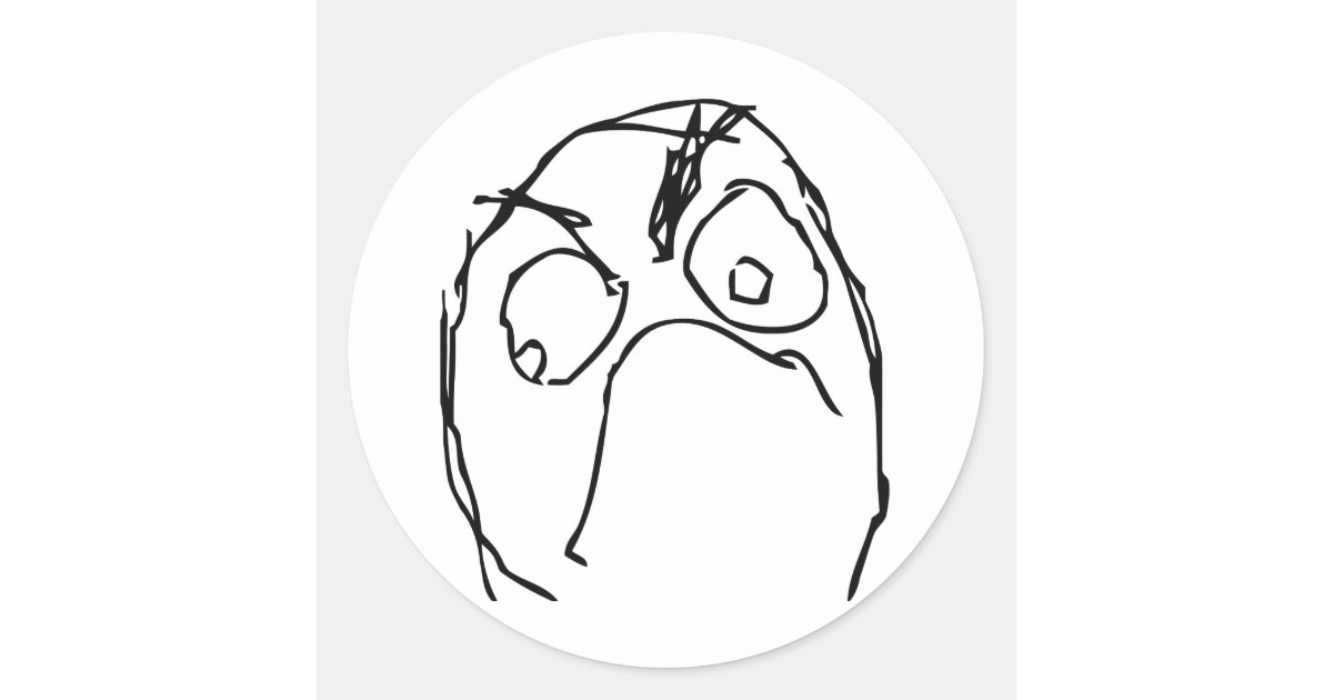 Angry Unhappy Meme Face Classic Round Sticker 
