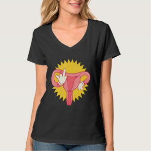 Angry Uterus Feminist Uterus Shows Middle Finger T-Shirt