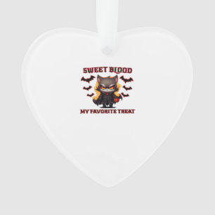 Angry Vampire Cat Craves Sweet Halloween Blood Ove Ornament