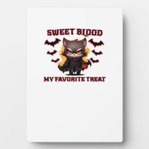Angry Vampire Cat Craves Sweet Halloween Blood Ove Plaque