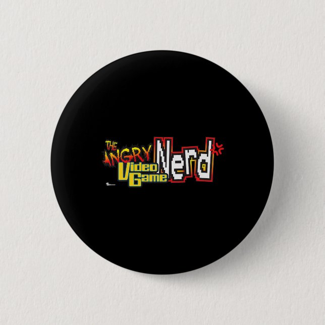 Angry Video Game Nerd Logo Premium  6 Cm Round Badge (Front)