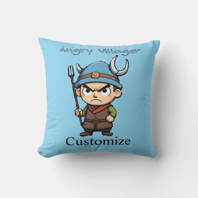 Angry Villager Pitchfork Thunder_Cove Cushion (Front)