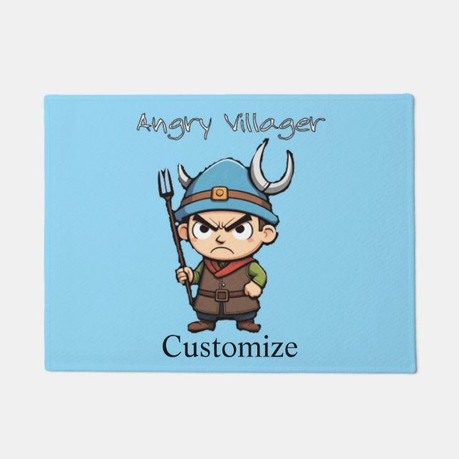 Angry Villager Pitchfork Thunder_Cove Doormat (Front)