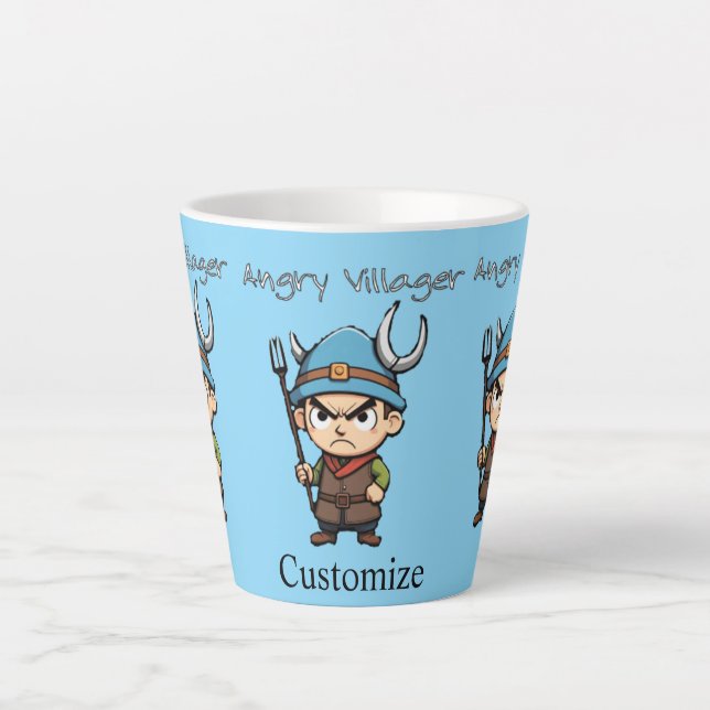 Angry Villager Pitchfork Thunder_Cove Latte Mug (Front)
