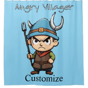 Angry Villager Pitchfork Thunder_Cove Shower Curtain