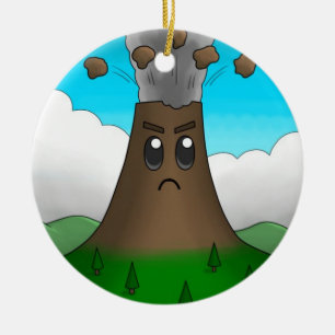 Angry Volcano Ceramic Tree Decoration