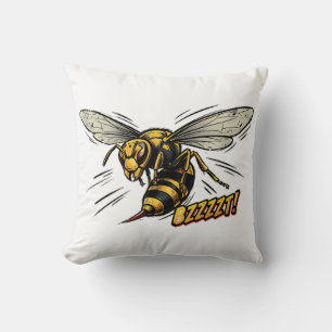 Angry Wasp BZZZT Comic Book Art Cushion