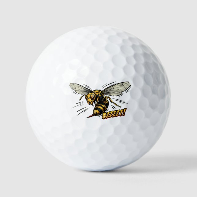Angry Wasp BZZZT Comic Book Art Golf Balls (Front)