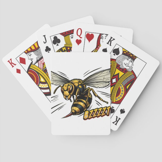 Angry Wasp BZZZT Comic Book Art Playing Cards (Back)