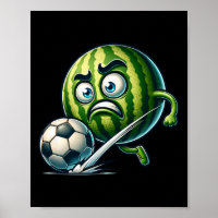 Angry Watermelon Striker Kicking Soccer Byll