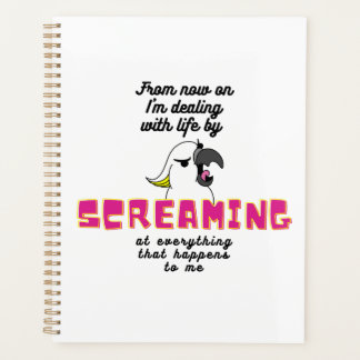 Angry White Parrot With Funny Text Planner