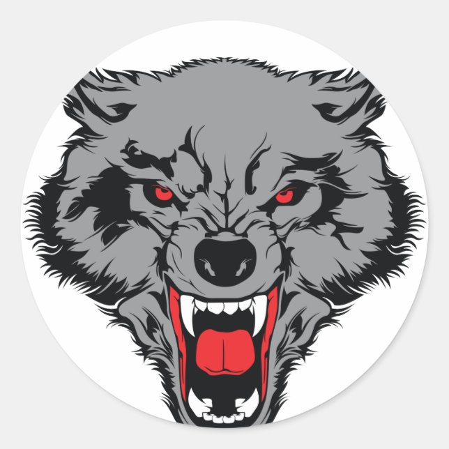 Angry Wolf Classic Round Sticker (Front)