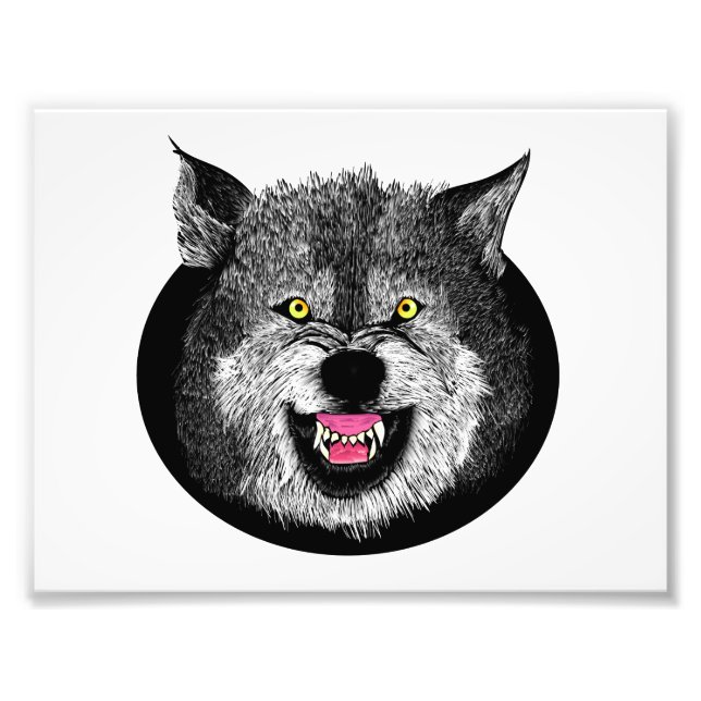 Angry Wolf Face illustration Photo Print (Front)