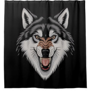 Angry wolf shower curtain