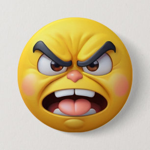 Angry Yellow 3D Effect Emoji 7.5 Cm Round Badge