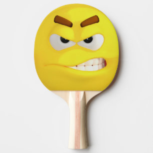 Angry Yellow Emoji Ping-Pong Paddle