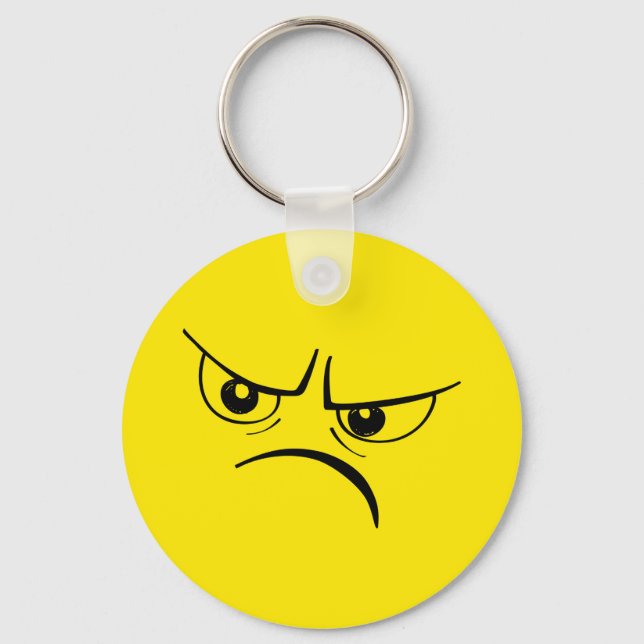 Angry Yellow Face Key Ring (Front)