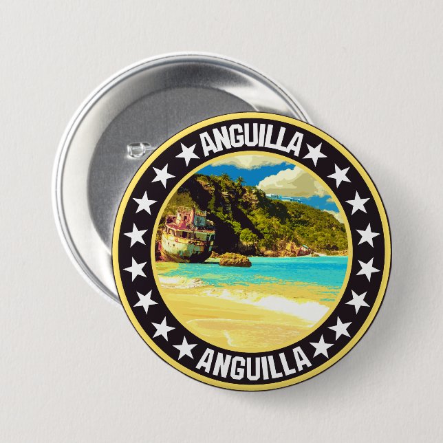 Anguilla                                           7.5 cm round badge (Front & Back)