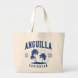 Anguilla Caribbean Palm Tree 1980 Large Tote Bag