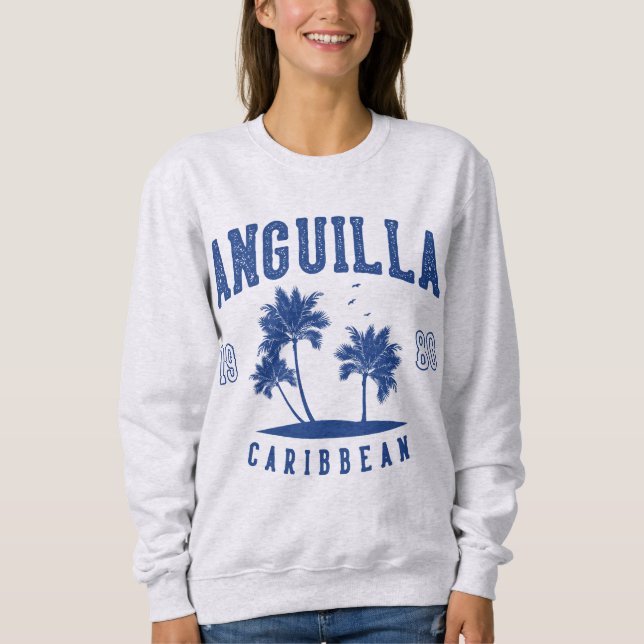 Anguilla Caribbean Palm Tree 1980 Sweatshirt (Front)