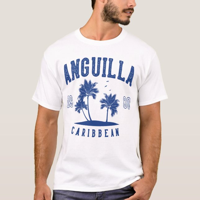 Anguilla Caribbean Palm Tree 1980 T-Shirt (Front)