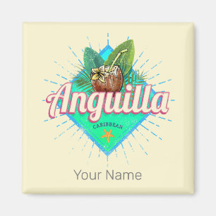 Anguilla Caribbean Retro Vacation Vintage Island Magnet