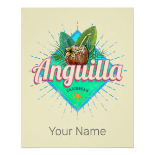 Anguilla Caribbean Retro Vacation Vintage Island Poster