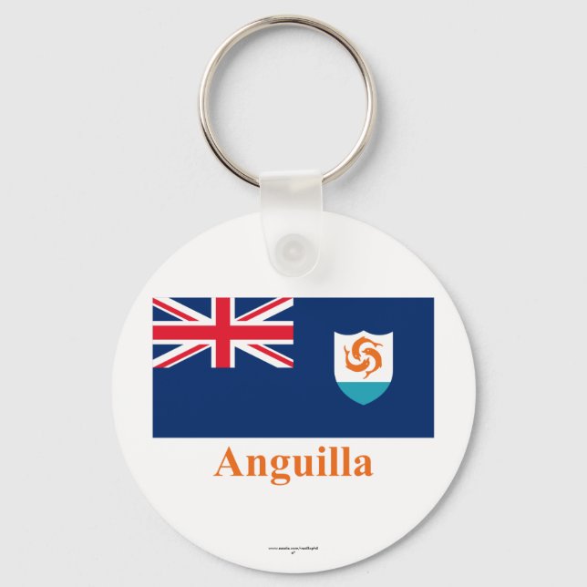 Anguilla Official Flag with Name Key Ring (Front)