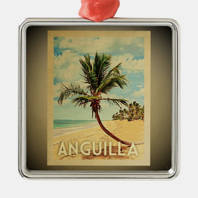 Anguilla Ornament Vintage Travel Palm Tree (Front)