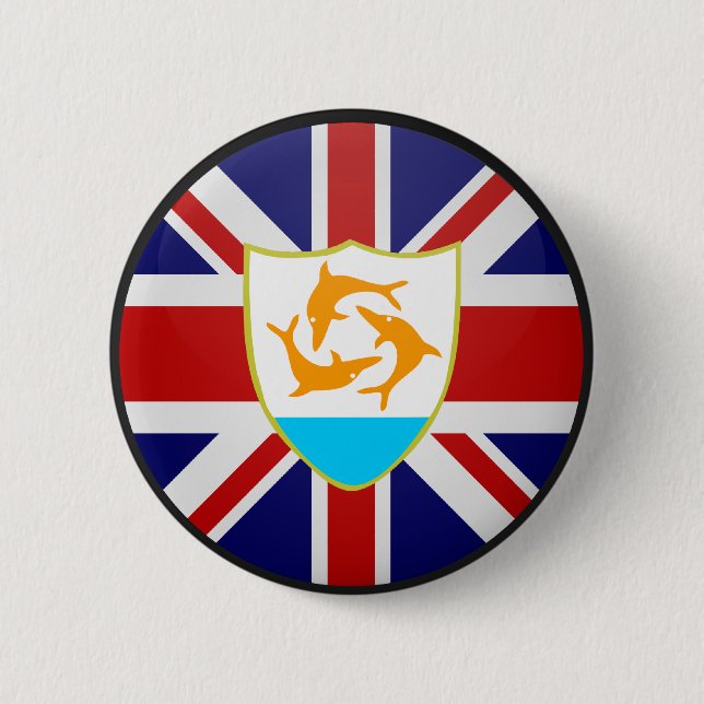 Anguilla quality Flag Circle 6 Cm Round Badge (Front)