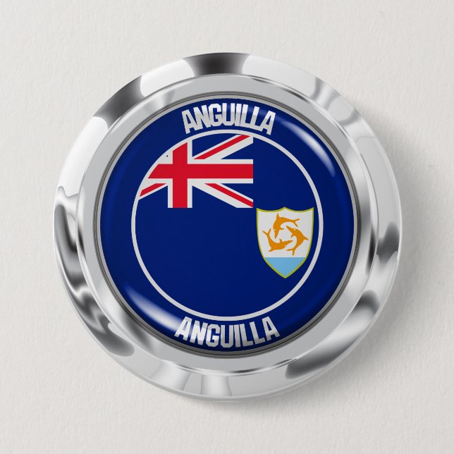 Anguilla Round Emblem 7.5 Cm Round Badge (Front)