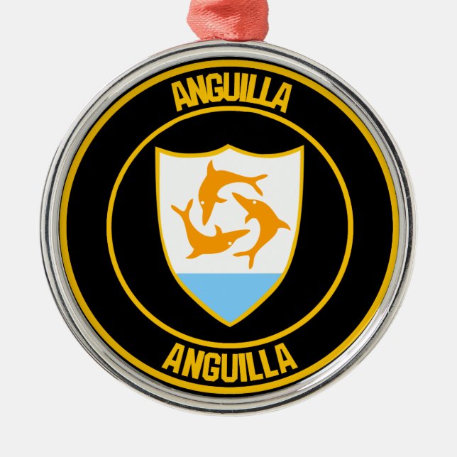 Anguilla Round Emblem Metal Tree Decoration (Front)