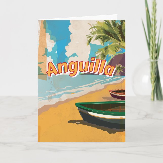 Anguilla Vintage vacation Poster Holiday Card (Front)