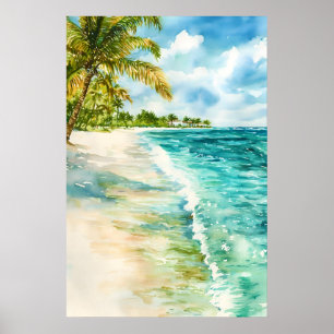 Anguilla Watercolor Poster Watercolor Vintage
