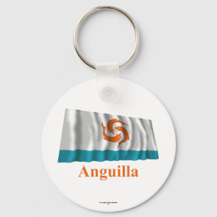 Anguilla Waving Local Flag with Name Key Ring