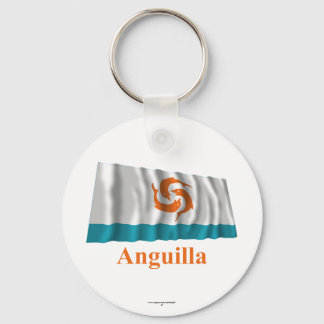 Anguilla Waving Local Flag with Name Key Ring
