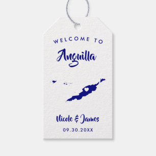 Anguilla Wedding Welcome Bag Tags, Island Map Gift Tags