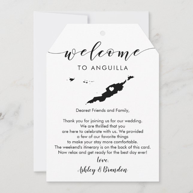 Anguilla Wedding Welcome Tag, Letter Itinerary (Front)