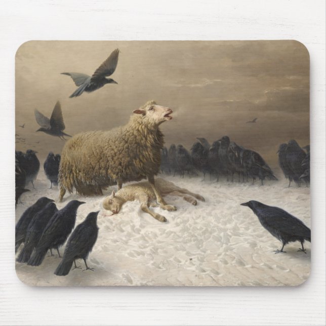 Anguish: Sheep with a Dead Lamb Mouse Pad (Front)