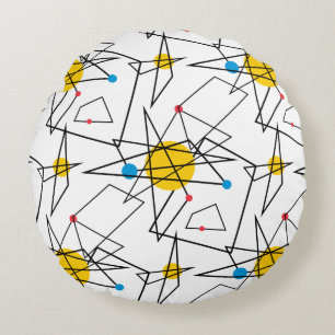 Angular Geometric Retro Pattern Round Cushion