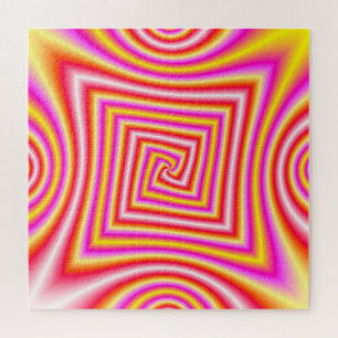 Angular Spiral in Red Yellow Pink and White Jigsaw Puzzle