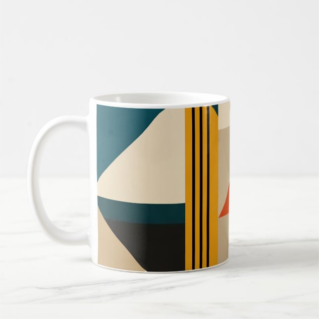 Angular Teal Orange Geometric Modernist Abstract Coffee Mug (Left)