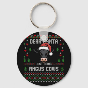 Angus Cows Christmas Beef Cattle Ugly Xmas Sweater Key Ring