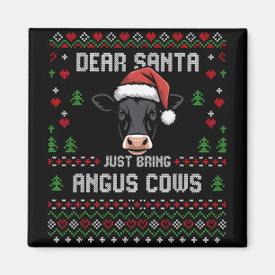 Angus Cows Christmas Beef Cattle Ugly Xmas Sweater Magnet
