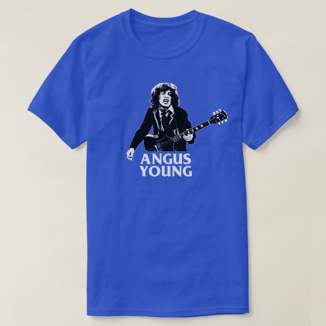 Angus Young Engraving Style T-Shirt (Design Front)