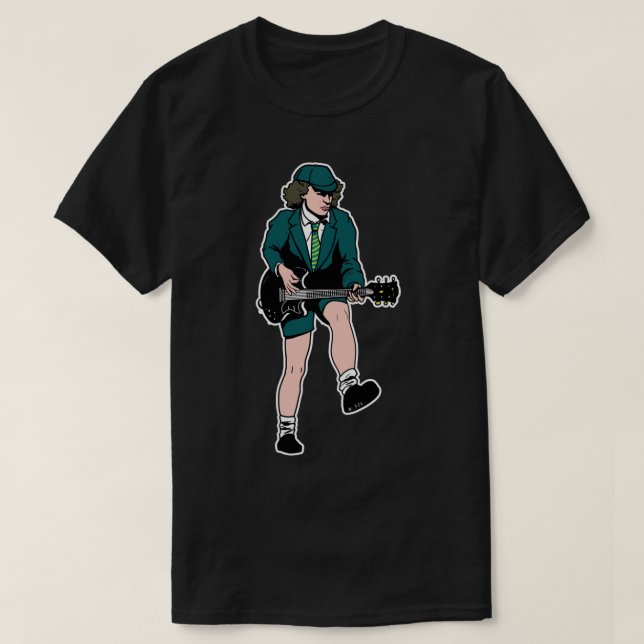 Angus Young Sticker T-Shirt (Design Front)