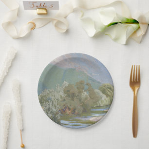 Aniene River Breathtaking Art Nouveau Landscape Paper Plate